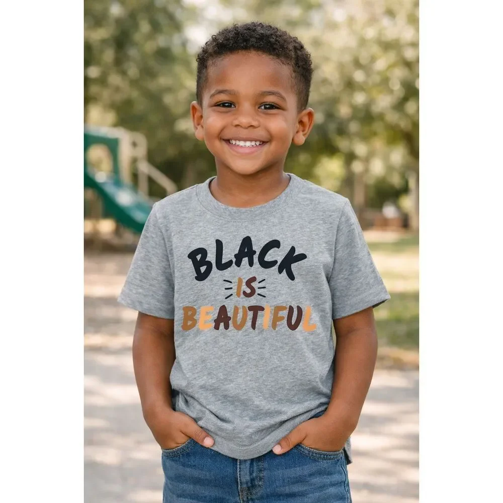 Carter’s Kids Black Is Beautiful Graphic Tee Size 5 Gray Short Sleeve T-Shirt